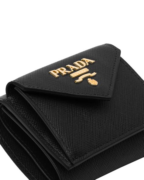 black leather prada zip wallet|small saffiano leather wallet Prada.